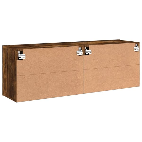 The Living Store Väggmonterad tv-bänk 2 st rökfärgad ek 60x30x41 cm - TV-bänkar
