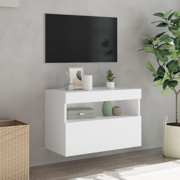 The Living Store TV-seinäkaappi LED-valoilla valkoinen 60x30x40 cm - TV-tasot