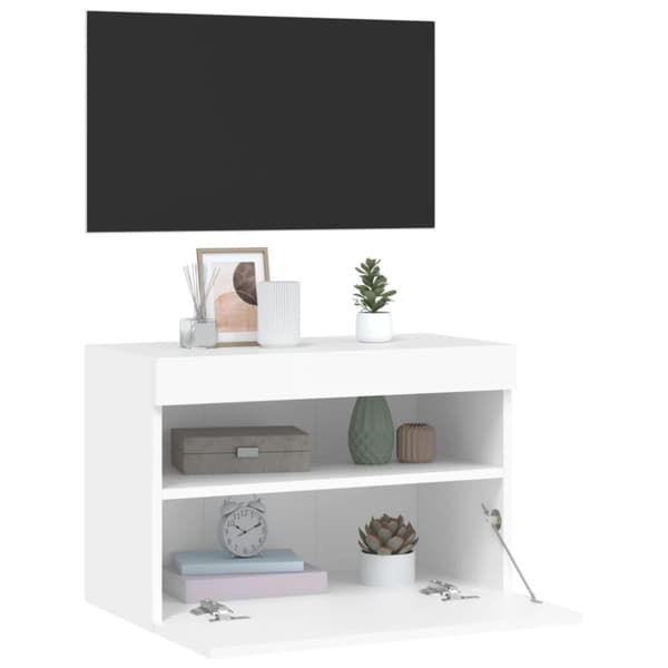 The Living Store TV-seinäkaappi LED-valoilla valkoinen 60x30x40 cm - TV-tasot