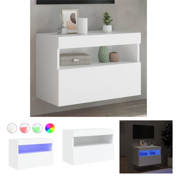 The Living Store TV-seinäkaappi LED-valoilla valkoinen 60x30x40 cm -  TV-tasot