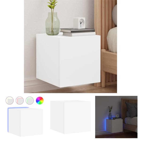 The Living Store Väggmonterad tv-bänk LED vit 30,5x35x30 cm -  TV-bänkar