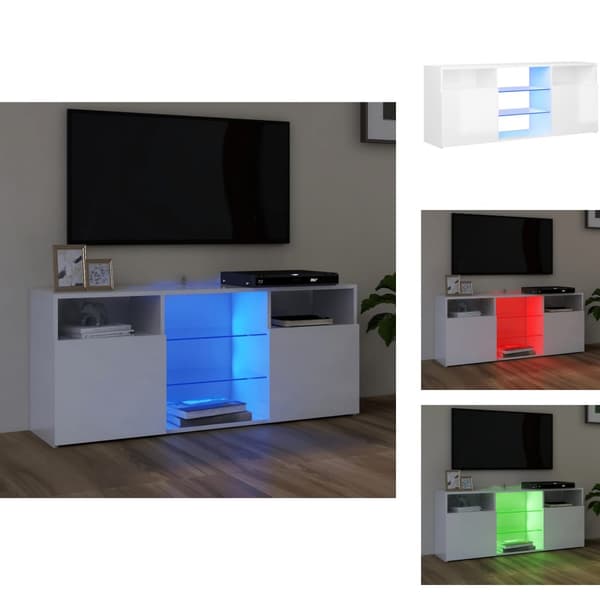 TV-møbler - Living tv-skab med LED-lys 120x30x50 cm hvid højglans