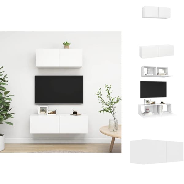 TV-møbler - Living tv-skabe 2 dele spånplade hvid