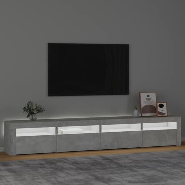 TV-møbler - Living sengebord med LED-lys 240x35x40 cm betongrå