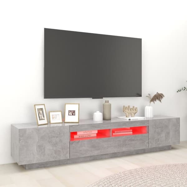 TV-møbler - Living tv-skab med LED-lys 200x35x40 cm betongrå