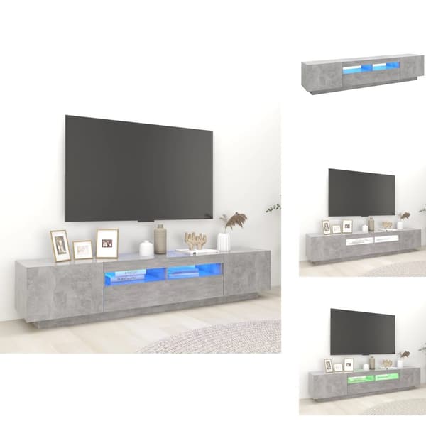 TV-bänkar - Living TV-bänk med LED-belysning betonggrå 200x35x40 cm