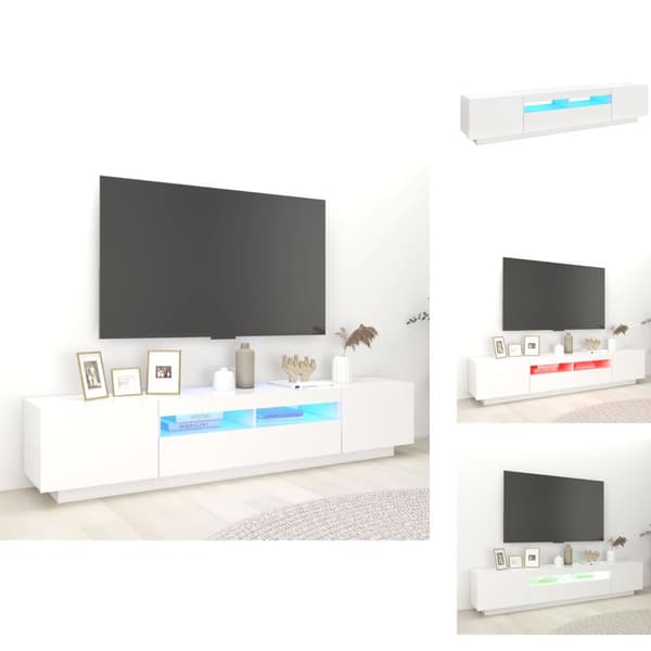 TV-tasot - Living TV-taso LED-valoilla valkoinen 200x35x40 cm
