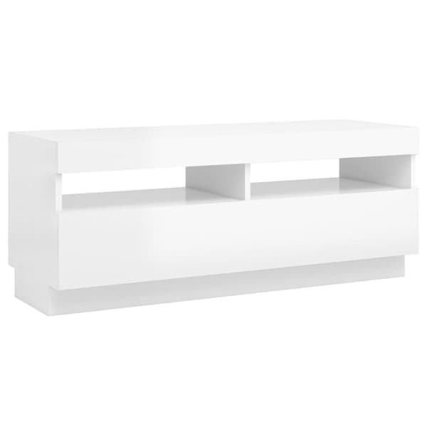 TV-møbler - Living tv-skab med LED-lys 100x35x40 cm hvid højglans