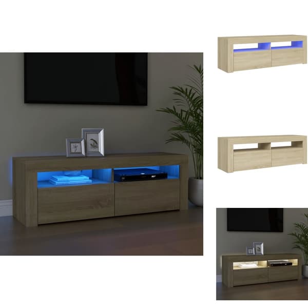 TV-møbler - Living tv-bord med LED-lys 120x35x40 cm sonoma-eg