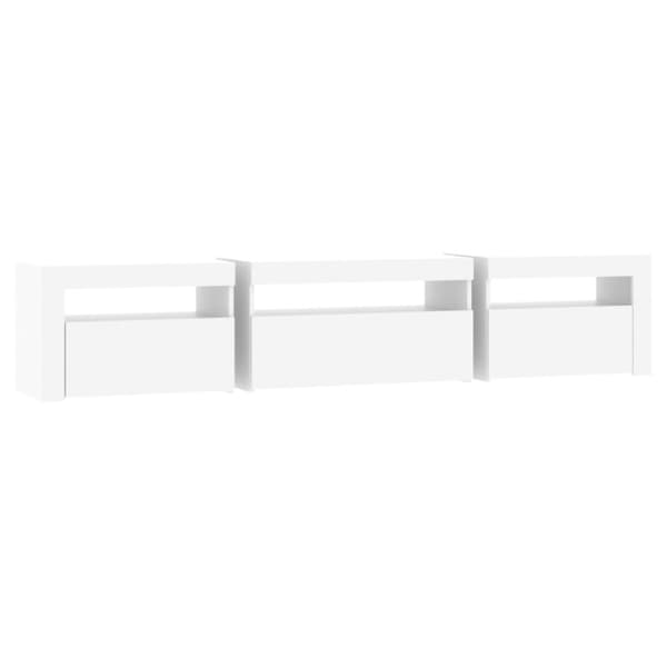 TV-bänkar - Living Tv-bänk med LED-belysning vit 195x35x40 cm