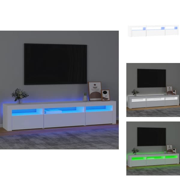 TV-bänkar - Living Tv-bänk med LED-belysning vit 195x35x40 cm