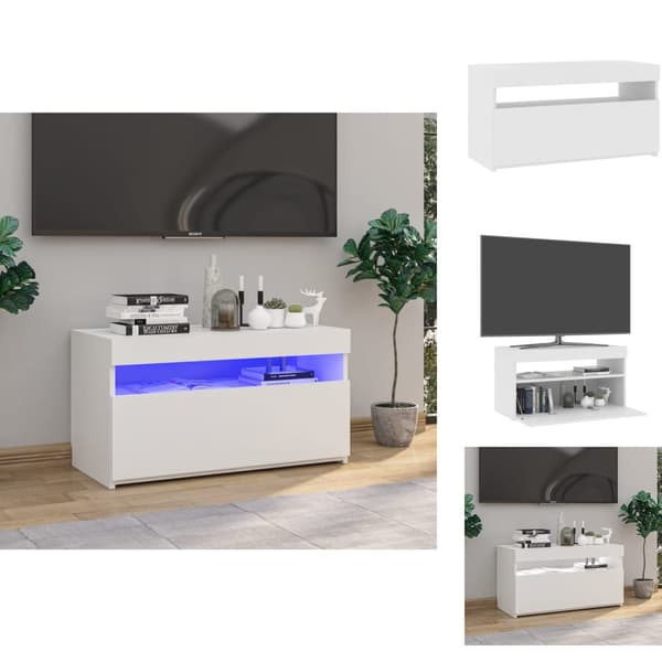 TV-tasot - Living TV-taso LED-valoilla korkeakiilto valkoinen 75x35x40 cm