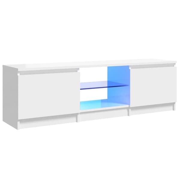 TV-bänkar - Living TV-bänk med LED-belysning vit högglans 120x30x35,5 cm