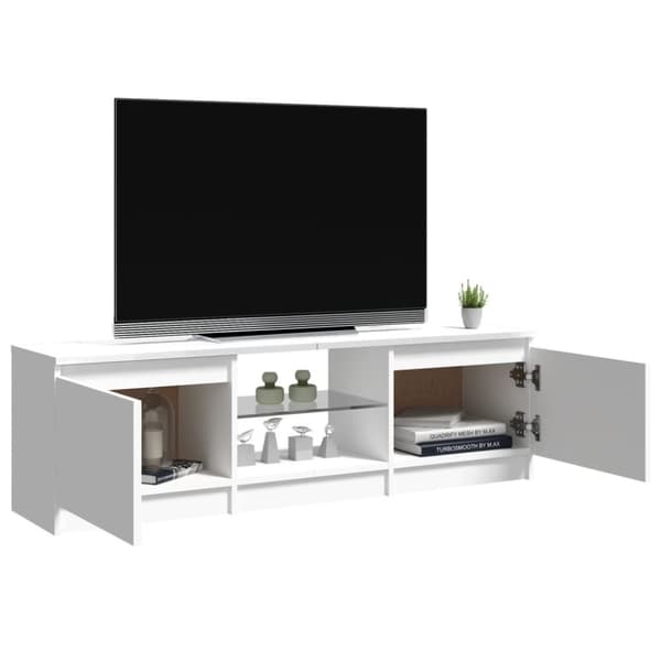 TV-bänkar - Living TV-bänk med LED-belysning vit högglans 120x30x35,5 cm