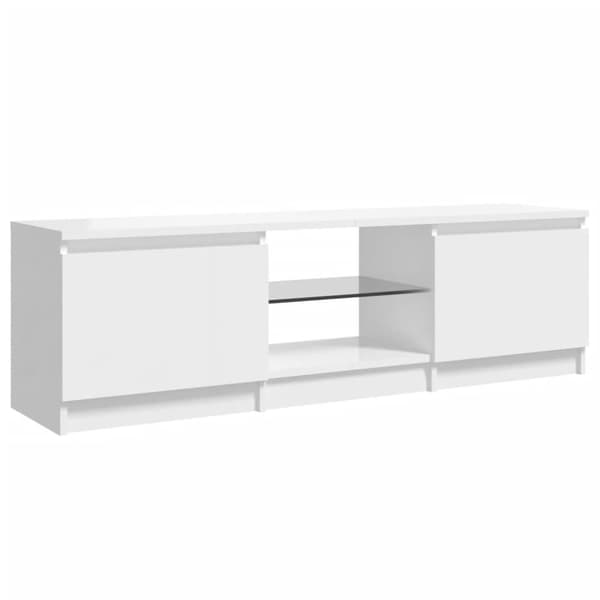TV-bänkar - Living TV-bänk med LED-belysning vit högglans 120x30x35,5 cm