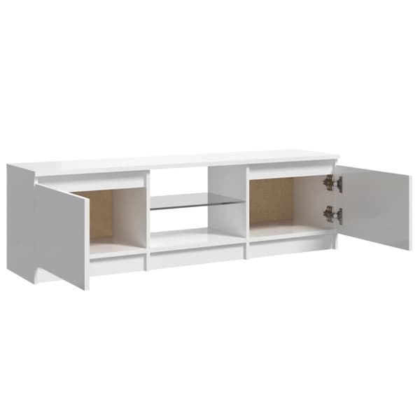 TV-bänkar - Living TV-bänk med LED-belysning vit högglans 120x30x35,5 cm