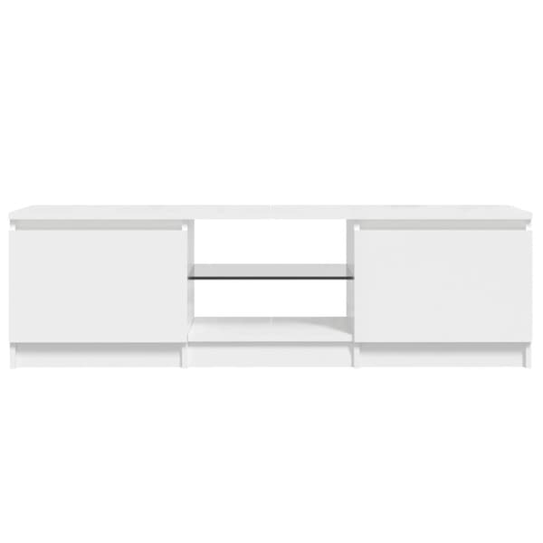 TV-bänkar - Living TV-bänk med LED-belysning vit högglans 120x30x35,5 cm