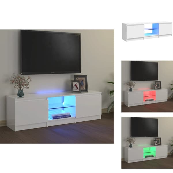 TV-bänkar - Living TV-bänk med LED-belysning vit högglans 120x30x35,5 cm