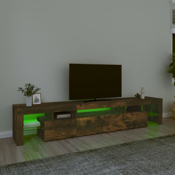 TV-bänkar - Living Tv-bänk med LED-belysning rökfärgad ek 215x36,5x40 cm