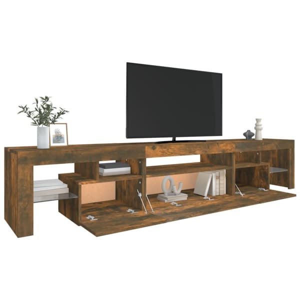 TV-bänkar - Living Tv-bänk med LED-belysning rökfärgad ek 215x36,5x40 cm