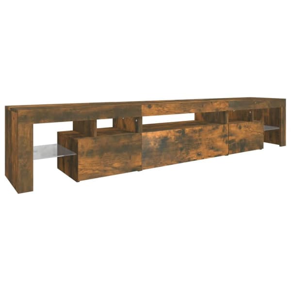 TV-bänkar - Living Tv-bänk med LED-belysning rökfärgad ek 215x36,5x40 cm