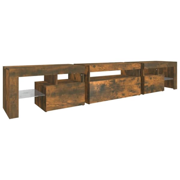 TV-bänkar - Living Tv-bänk med LED-belysning rökfärgad ek 215x36,5x40 cm