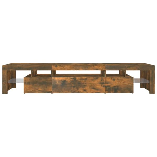 TV-bänkar - Living Tv-bänk med LED-belysning rökfärgad ek 215x36,5x40 cm