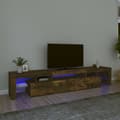 Miniatyrbild 2 av 11: TV-bänkar - Living Tv-bänk med LED-belysning rökfärgad ek 215x36,5x40 cm