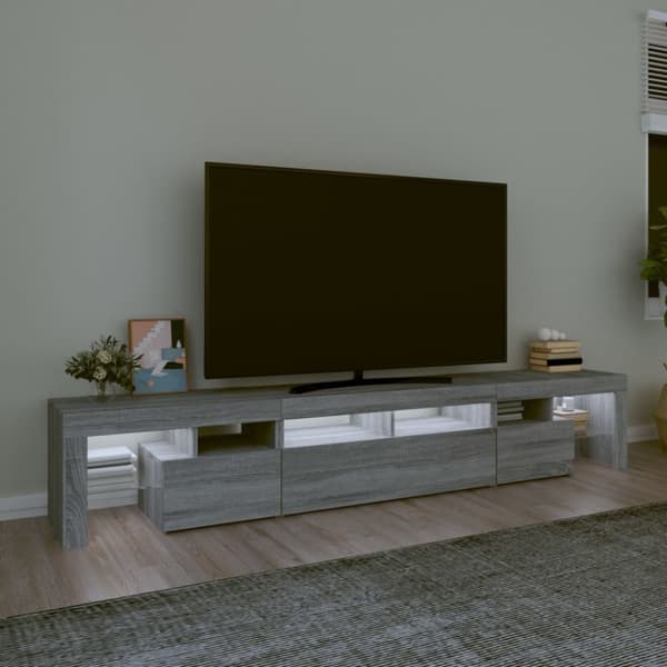 TV-møbler - Living tv-skab med LED-lys 230x36,5x40 cm grå sonoma-eg