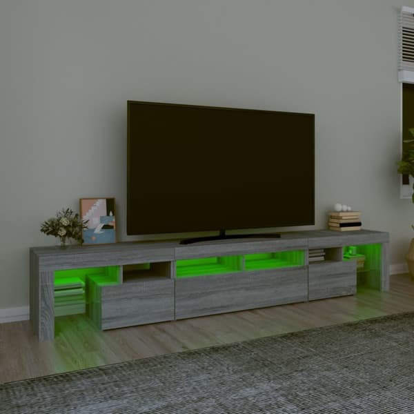 TV-møbler - Living tv-skab med LED-lys 230x36,5x40 cm grå sonoma-eg