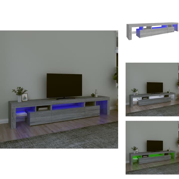 TV-bänkar - Living TV-bänk med LED-belysning grå sonoma 215x36,5x40 cm