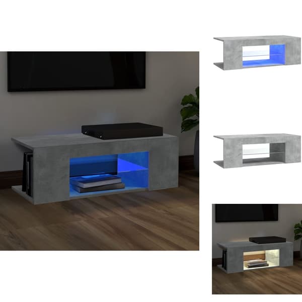 TV-møbler - Living tv-bord med LED-lys 90x39x30 cm betongrå