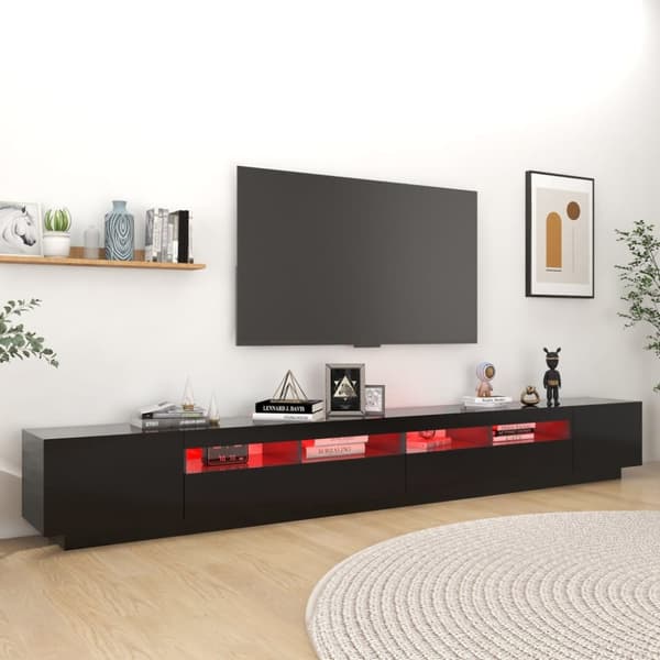 TV-bänkar - Living TV-bänk med LED-belysning svart 300x35x40 cm