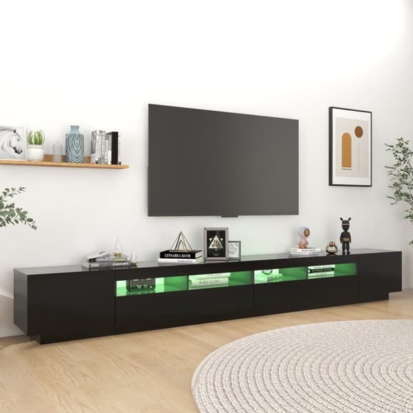 TV-bänkar - Living TV-bänk med LED-belysning svart 300x35x40 cm