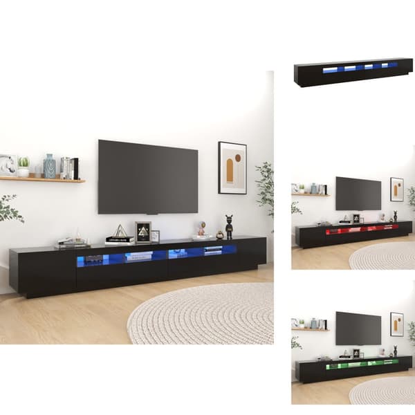 TV-bänkar - Living TV-bänk med LED-belysning svart 300x35x40 cm