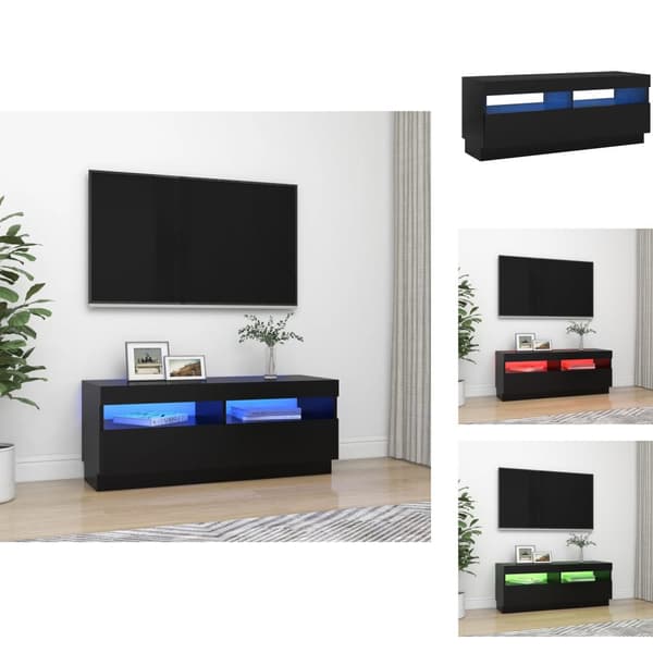 TV-bänkar - Living TV-bänk med LED-belysning svart 100x35x40 cm