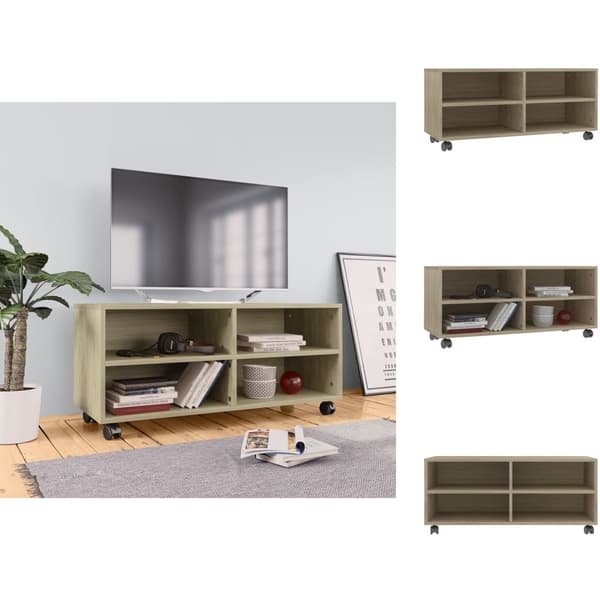TV-tasot - Living TV-taso rullapyörillä Sonoma-tammi 90x35x35 cm tekninen puu