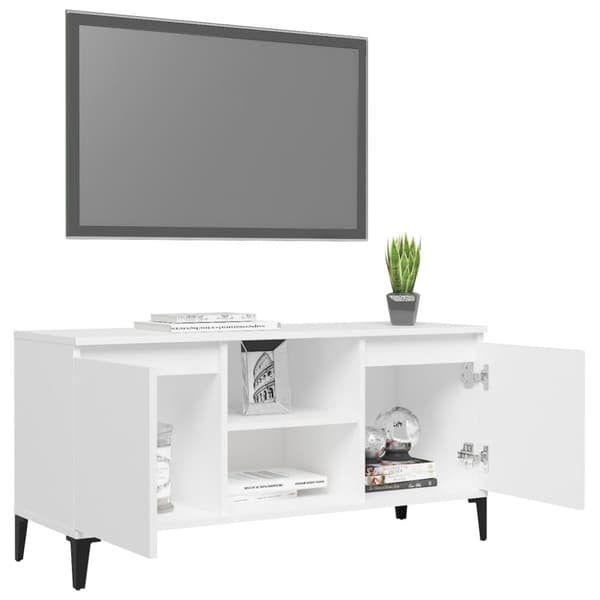 TV-bänkar - Living TV-bänk med metallben vit 103,5x35x50 cm