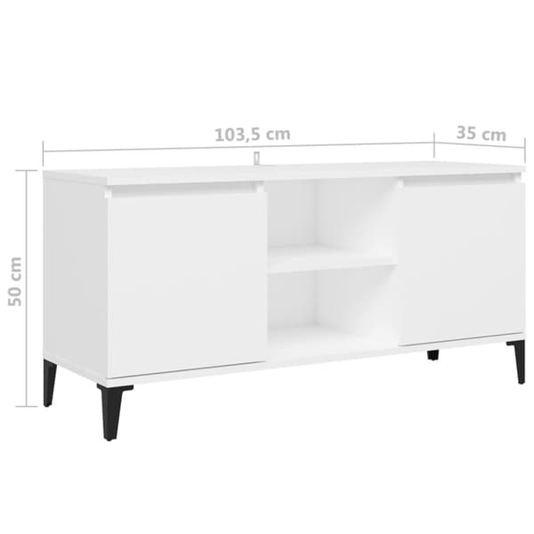 TV-bänkar - Living TV-bänk med metallben vit 103,5x35x50 cm