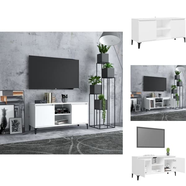 TV-bänkar - Living TV-bänk med metallben vit 103,5x35x50 cm