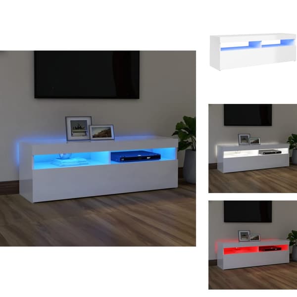 TV-møbler - Living tv-skab med LED-lys 120x35x40 cm hvid højglans