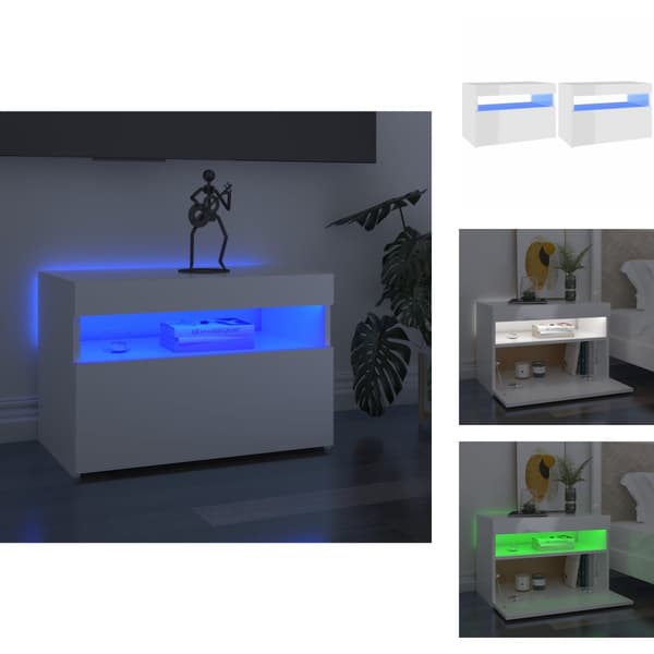 TV-møbler - Living tv-borde med LED-lys 2 stk. 60x35x40 cm hvid højglans