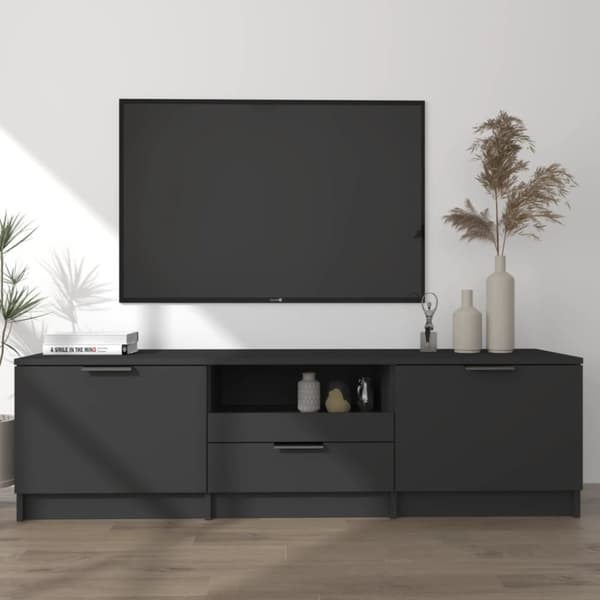 TV-møbler - Living tv-bord 140x35x40 cm konstrueret træ sort