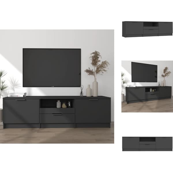TV-møbler - Living tv-bord 140x35x40 cm konstrueret træ sort
