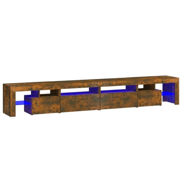 TV-bänkar - Living Tv-bänk med LED-belysning rökfärgad ek 260x36,5x40 cm