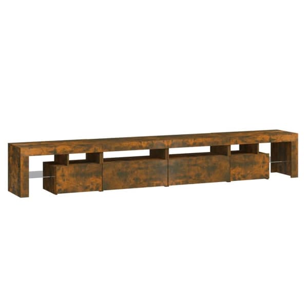 TV-bänkar - Living Tv-bänk med LED-belysning rökfärgad ek 260x36,5x40 cm