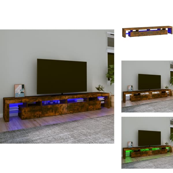 TV-bänkar - Living Tv-bänk med LED-belysning rökfärgad ek 260x36,5x40 cm