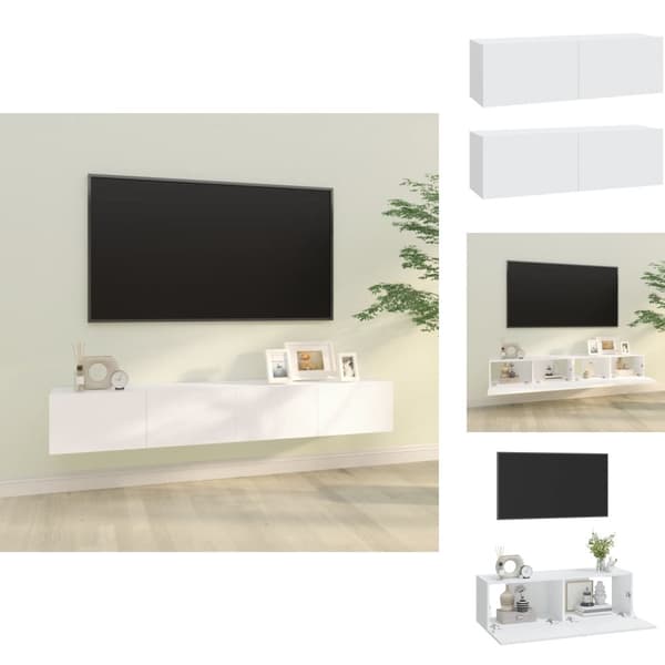 TV-tasot - Living TV-seinäkaapit 2 kpl valkoinen 100x30x30 cm tekninen puu