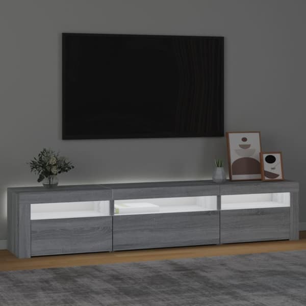 TV-bänkar - Living TV-bänk med LED-belysning grå sonoma 195x35x40 cm