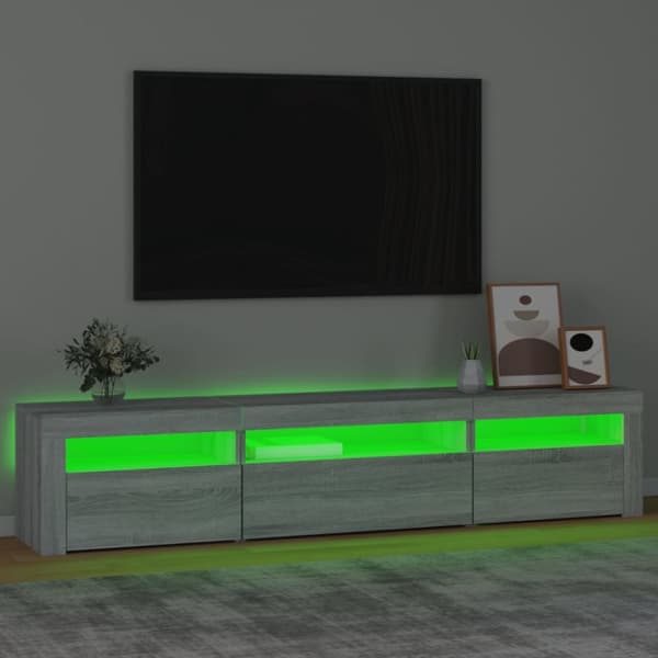 TV-bänkar - Living TV-bänk med LED-belysning grå sonoma 195x35x40 cm